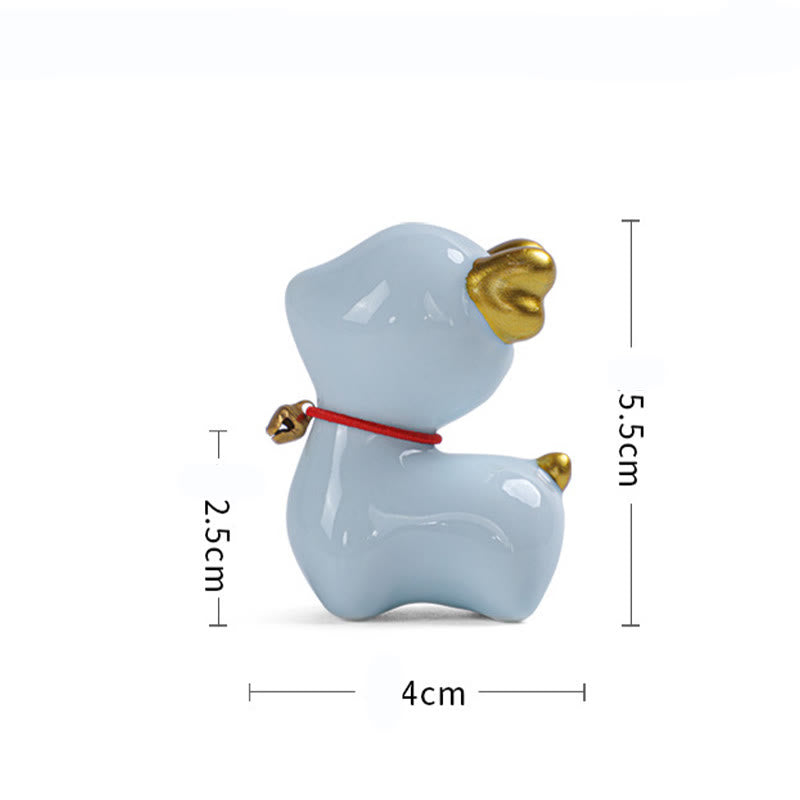 Figura decorativa de cerámica para escritorio del hogar con forma de ciervo en miniatura con Buddha Stones