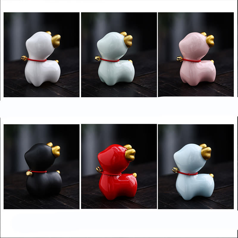 Figura decorativa de cerámica para escritorio del hogar con forma de ciervo en miniatura con Buddha Stones