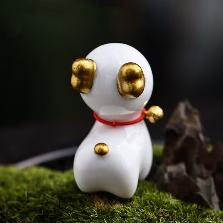 Figura decorativa de cerámica para escritorio del hogar con forma de ciervo en miniatura con Buddha Stones