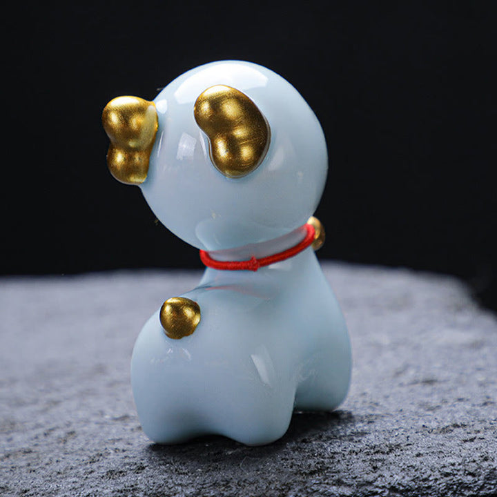 Figura decorativa de cerámica para escritorio del hogar con forma de ciervo en miniatura con Buddha Stones