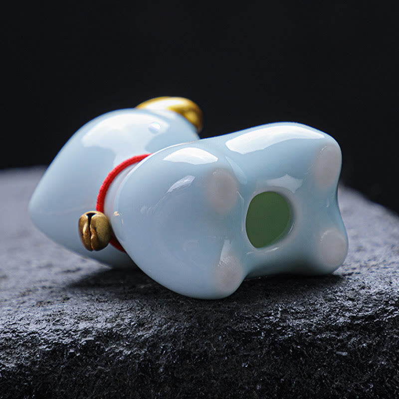 Figura decorativa de cerámica para escritorio del hogar con forma de ciervo en miniatura con Buddha Stones