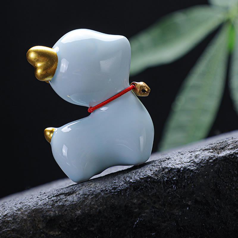 Figura decorativa de cerámica para escritorio del hogar con forma de ciervo en miniatura con Buddha Stones