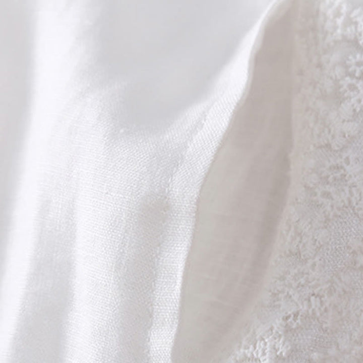 Pantalones de lino con bordado de flores en los laterales y bolsillos para mujer con Buddha Stones