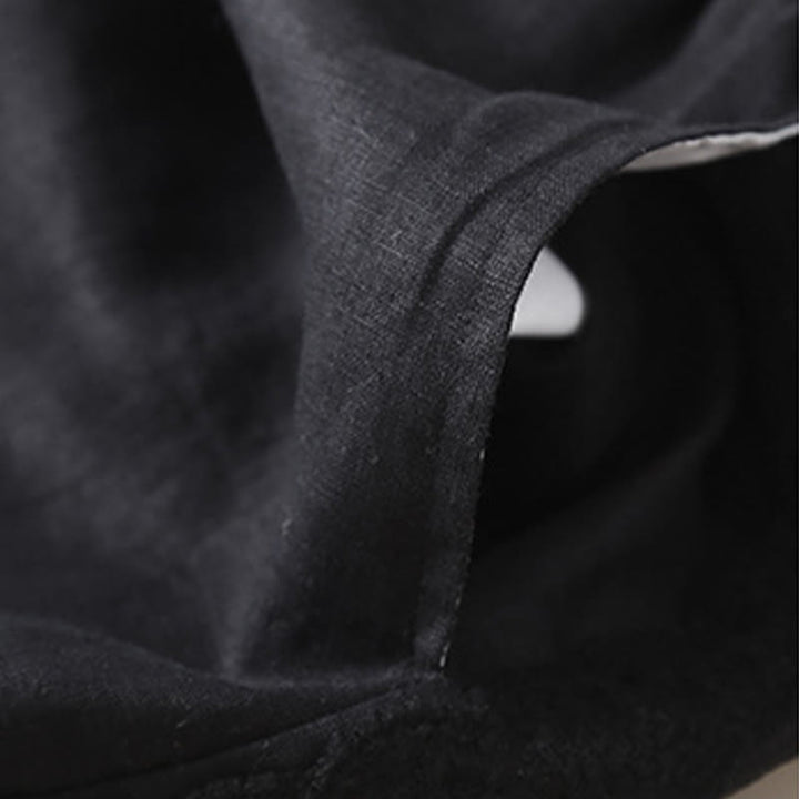 Pantalones de lino con bordado de flores en los laterales y bolsillos para mujer con Buddha Stones