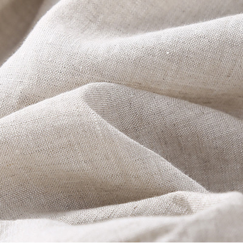 Pantalones de lino con bordado de flores en los laterales y bolsillos para mujer con Buddha Stones