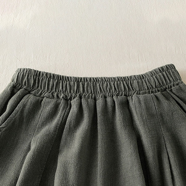 Pantalones de lino y algodón de color liso para mujer con bolsillos y Buddha Stones - image 4