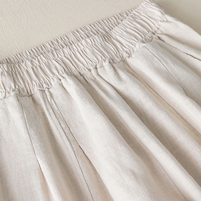 Pantalones de lino y algodón de color liso para mujer con bolsillos y Buddha Stones - image 10