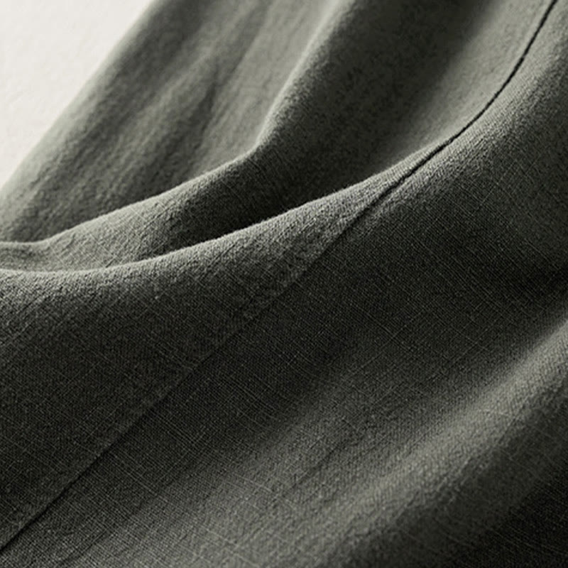 Pantalones de lino y algodón de color liso para mujer con bolsillos y Buddha Stones - image 6