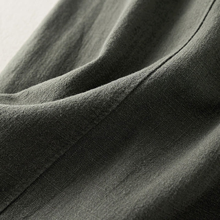 Pantalones de lino y algodón de color liso para mujer con bolsillos y Buddha Stones - image 6