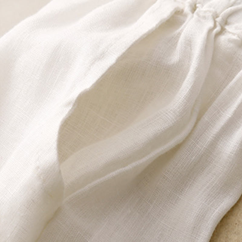 Pantalones de lino y algodón de color liso para mujer con bolsillos y Buddha Stones - image 14