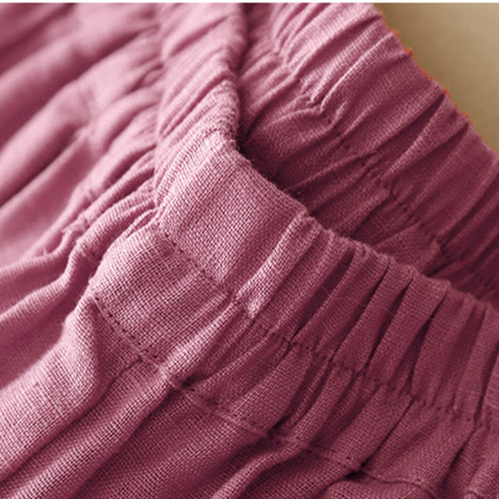 Pantalones casuales de lino de color liso con bolsillos para mujer de Buddha Stones - image 4