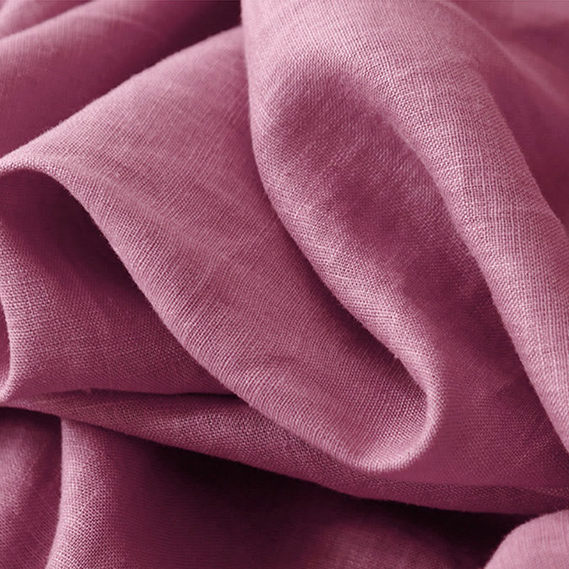 Pantalones casuales de lino de color liso con bolsillos para mujer de Buddha Stones - image 9