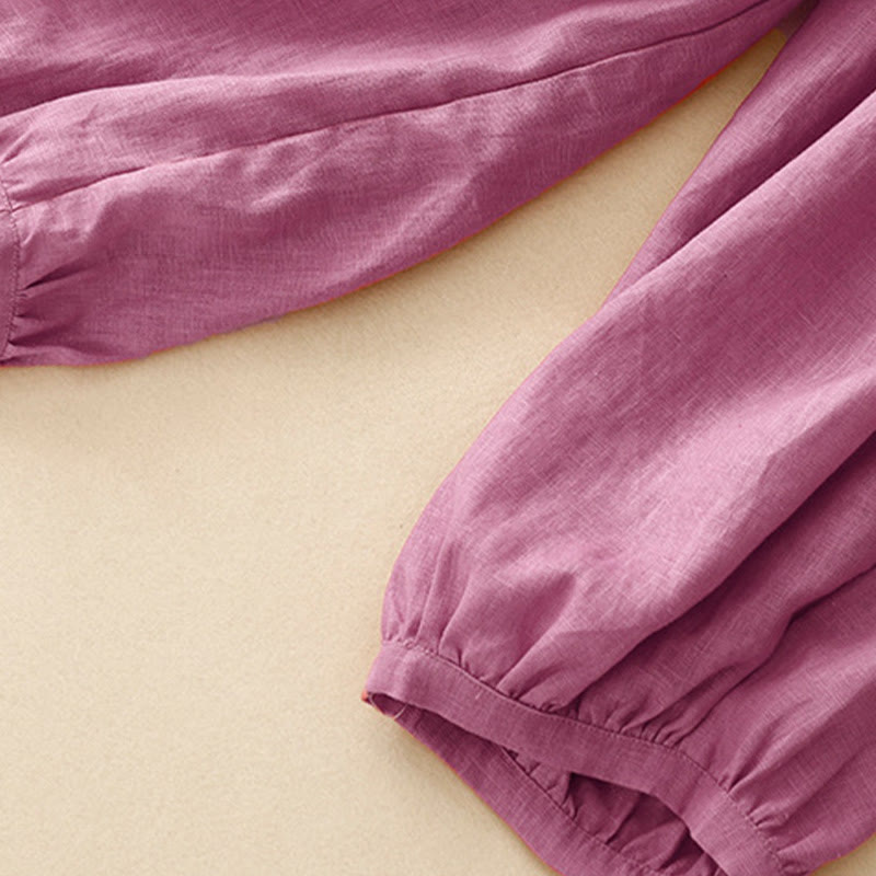 Pantalones casuales de lino de color liso con bolsillos para mujer de Buddha Stones - image 12