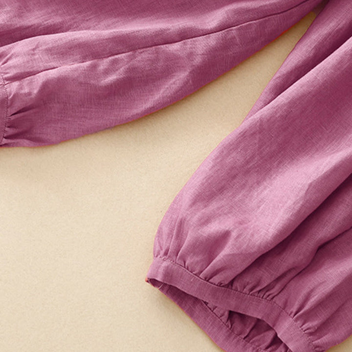 Pantalones casuales de lino de color liso con bolsillos para mujer de Buddha Stones - image 12