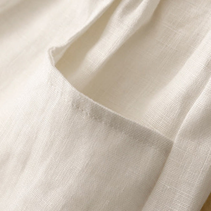 Pantalones casuales de lino de color liso con bolsillos para mujer de Buddha Stones - image 16