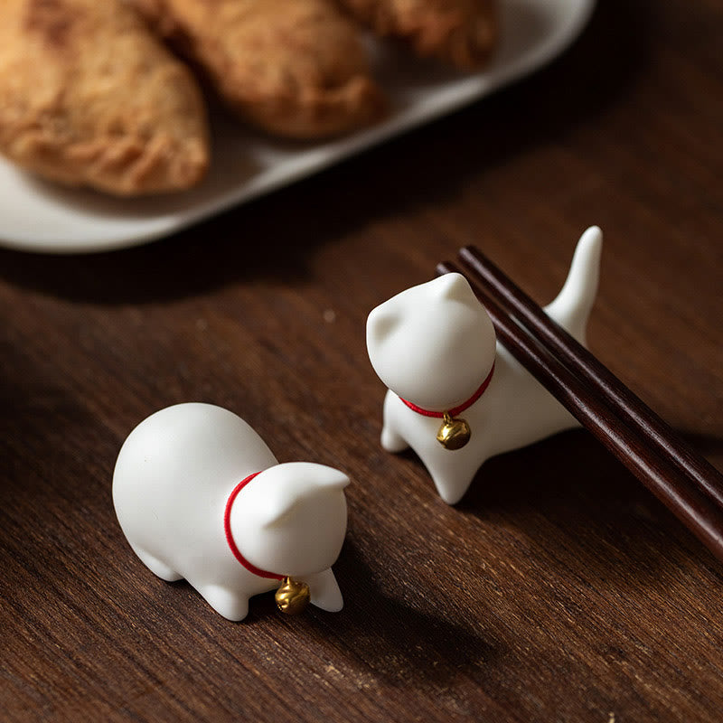 Figura decorativa de cerámica para escritorio del hogar con forma de gato acostado de pie y Buddha Stones - image 7