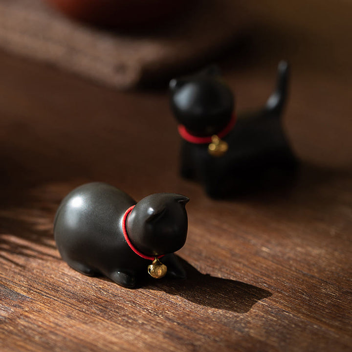 Figura decorativa de cerámica para escritorio del hogar con forma de gato acostado de pie y Buddha Stones - image 26