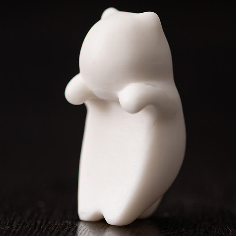 Figura decorativa de cerámica para escritorio del hogar con forma de gato blanco colgante de Buddha Stones - image 6