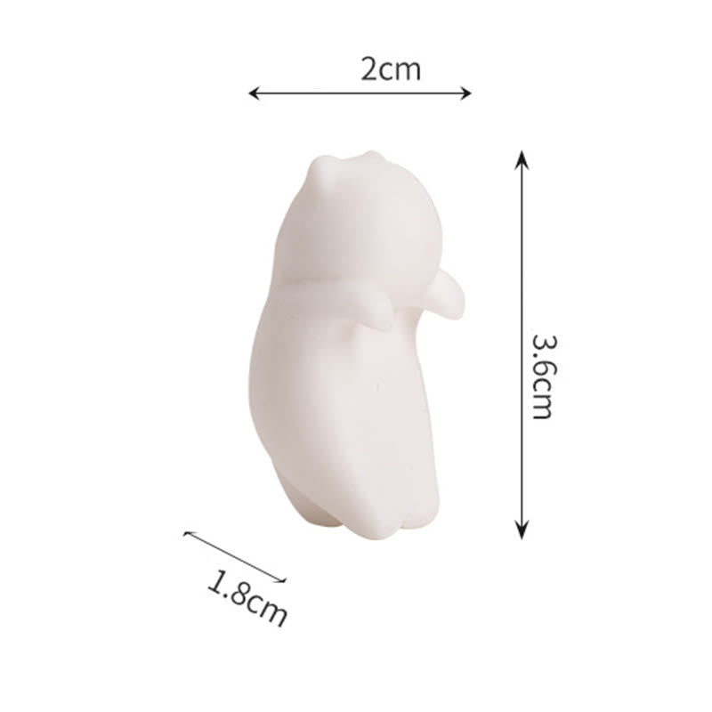 Figura decorativa de cerámica para escritorio del hogar con forma de gato blanco colgante de Buddha Stones - image 13