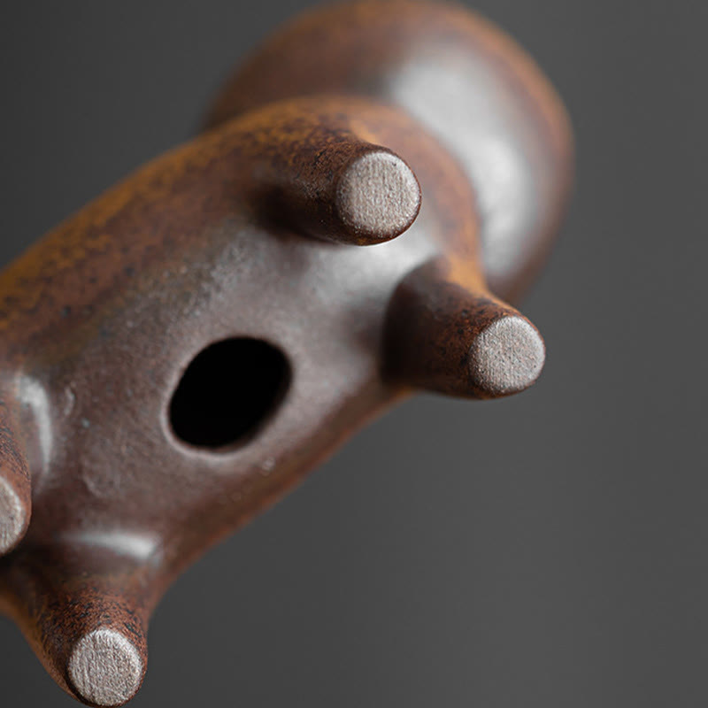 Figura decorativa de cerámica para escritorio del hogar con forma de gato de pie en miniatura con forma de rana y Buddha Stones - image 8