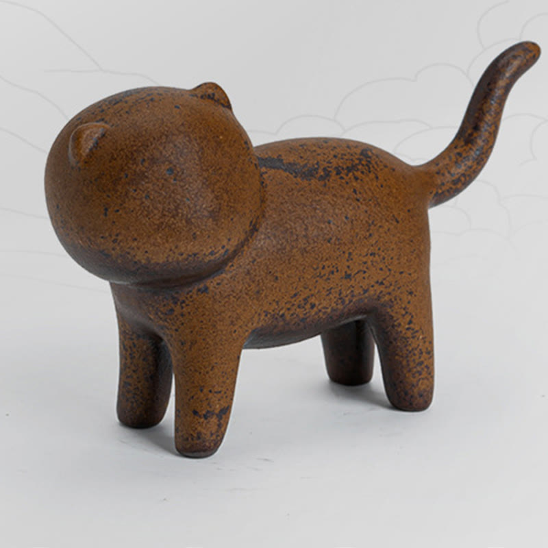 Figura decorativa de cerámica para escritorio del hogar con forma de gato de pie en miniatura con forma de rana y Buddha Stones - image 10