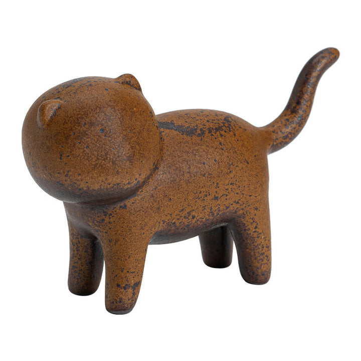 Figura decorativa de cerámica para escritorio del hogar con forma de gato de pie en miniatura con forma de rana y Buddha Stones - image 11