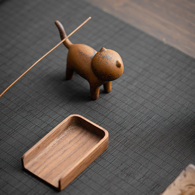 Figura decorativa de cerámica para escritorio del hogar con forma de gato de pie en miniatura con forma de rana y Buddha Stones - image 9