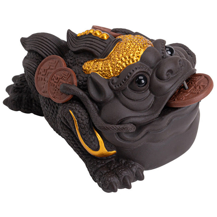 Figura decorativa de cerámica con Buddha Stones , arcilla morada, monedas de cobre, Feng Shui, Buda, piedra, para el hogar, té y mascota