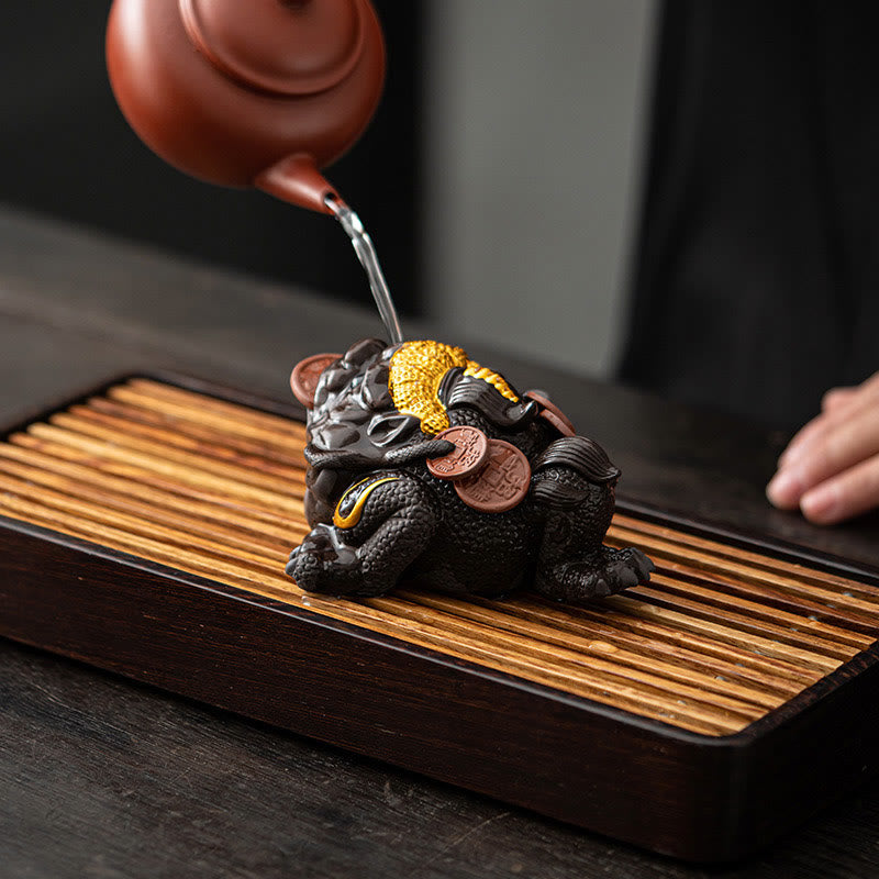 Figura decorativa de cerámica con Buddha Stones , arcilla morada, monedas de cobre, Feng Shui, Buda, piedra, para el hogar, té y mascota