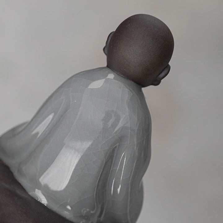 Colador de cerámica con forma de monje zen y piedras de Buddha Stones , accesorio para té, figurita decorativa para el hogar