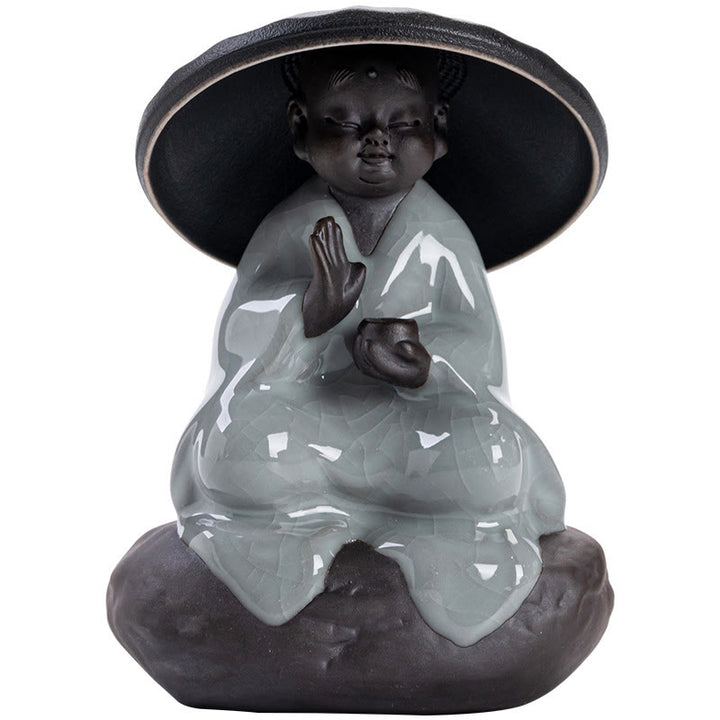 Colador de cerámica con forma de monje zen y piedras de Buddha Stones , accesorio para té, figurita decorativa para el hogar