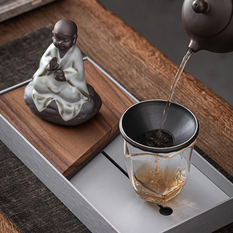 Colador de cerámica con forma de monje zen y piedras de Buddha Stones , accesorio para té, figurita decorativa para el hogar