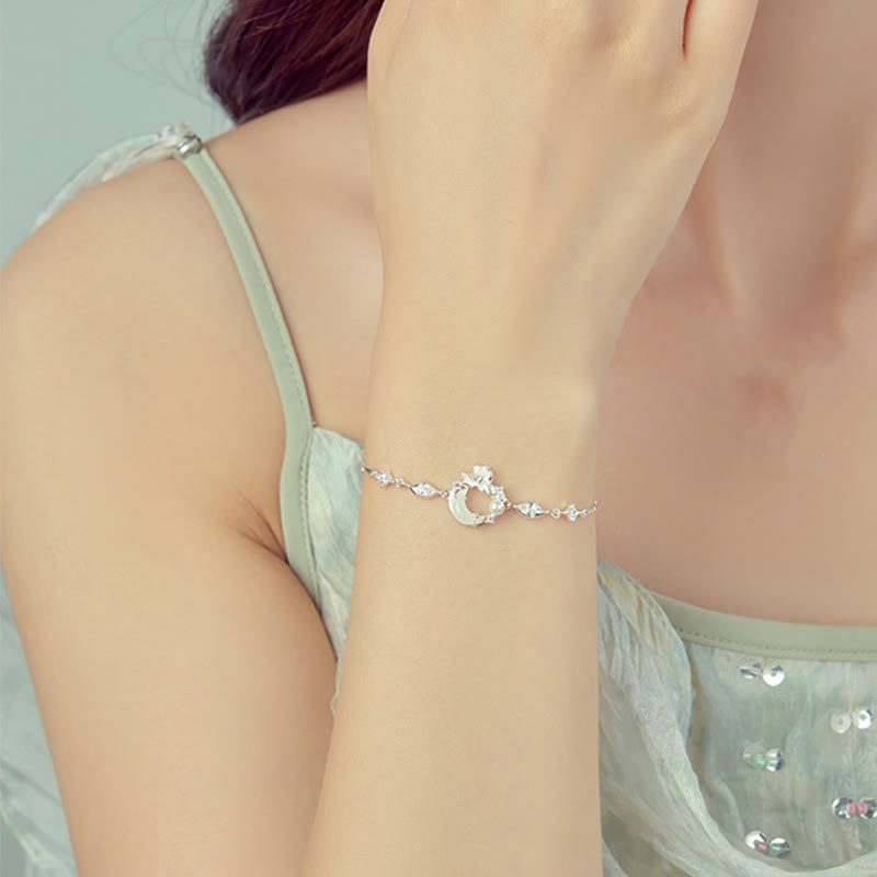 Pulsera de plata de ley 925 con circonita cúbica, perla y loto con jade hetiano y Buddha Stones