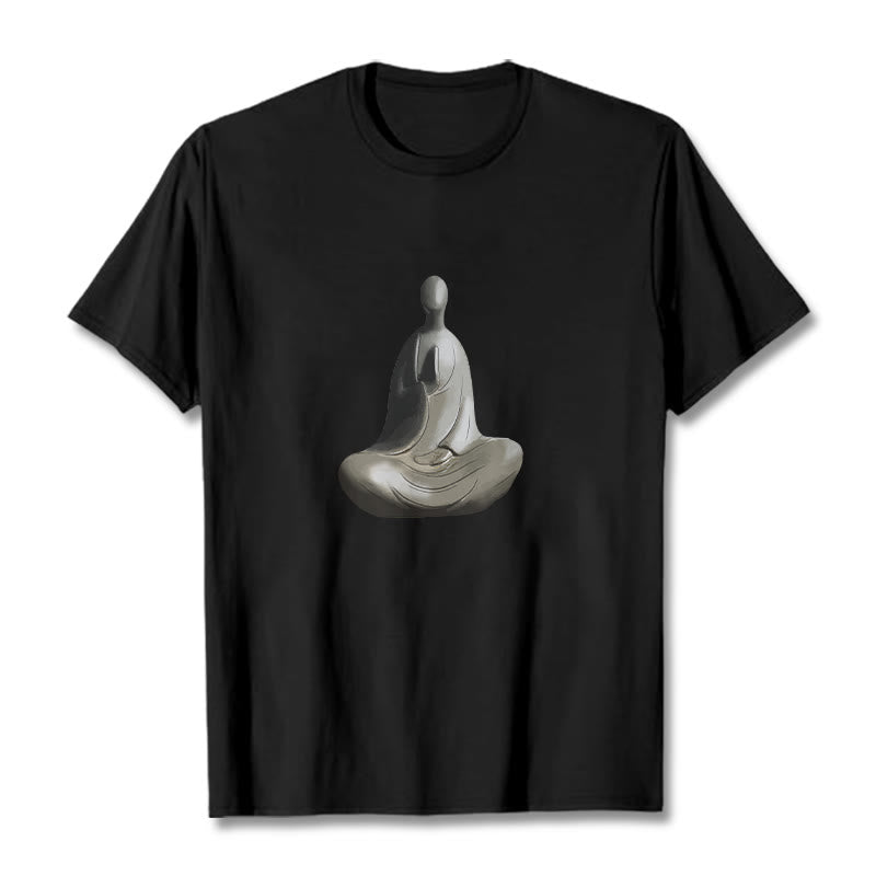 Camiseta de algodón con estampado de Buda sin forma y Buddha Stones en color gris - Negro - 2XL - image 8