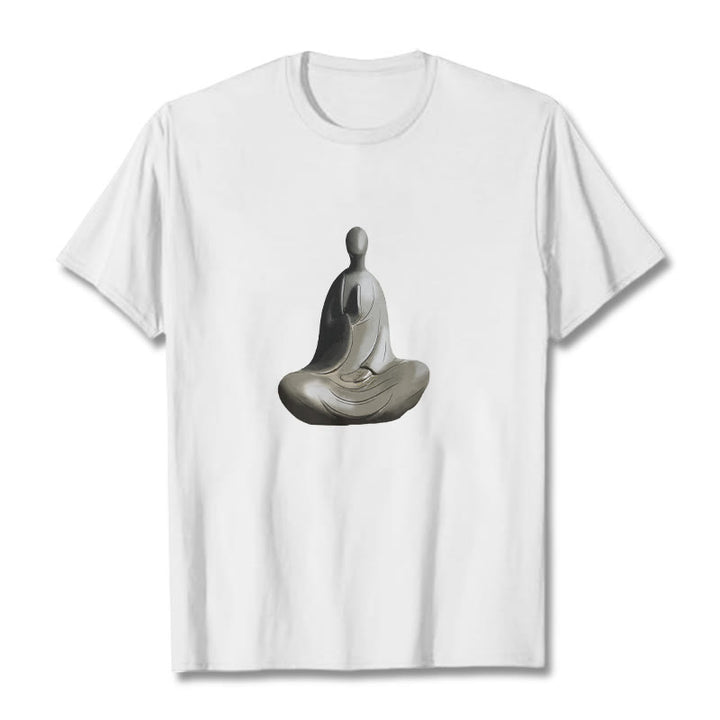 Camiseta de algodón con estampado de Buda sin forma y Buddha Stones en color gris - Blanco - 2XL - image 2