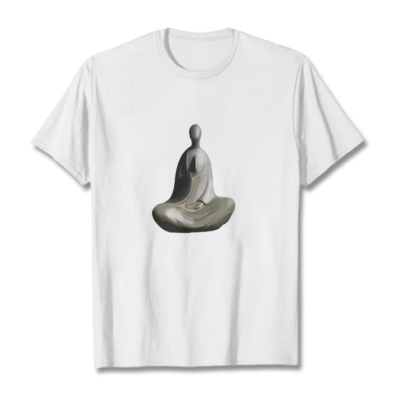 Camiseta de algodón con estampado de Buda sin forma y Buddha Stones en color gris - Blanco - 2XL - image 2