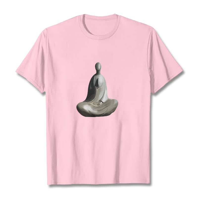 Camiseta de algodón con estampado de Buda sin forma y Buddha Stones en color gris - Rosa claro - 2XL - image 19