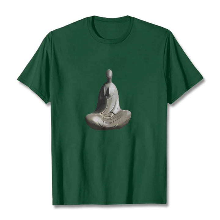Camiseta de algodón con estampado de Buda sin forma y Buddha Stones en color gris - Verde bosque - 2XL - image 12