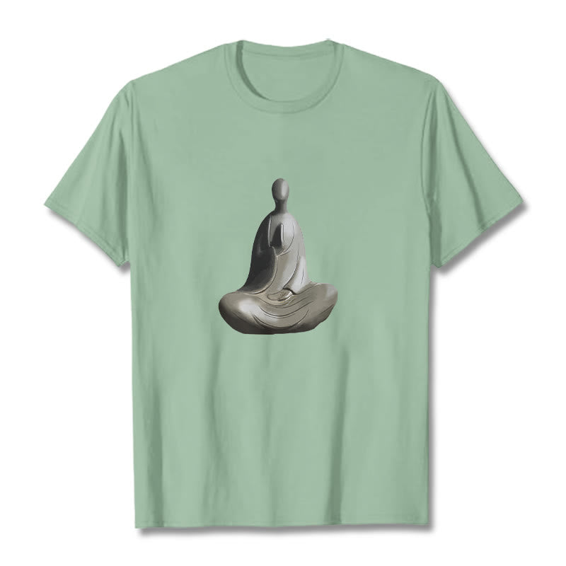 Camiseta de algodón con estampado de Buda sin forma y Buddha Stones en color gris - Verde pálido - 2XL - image 15