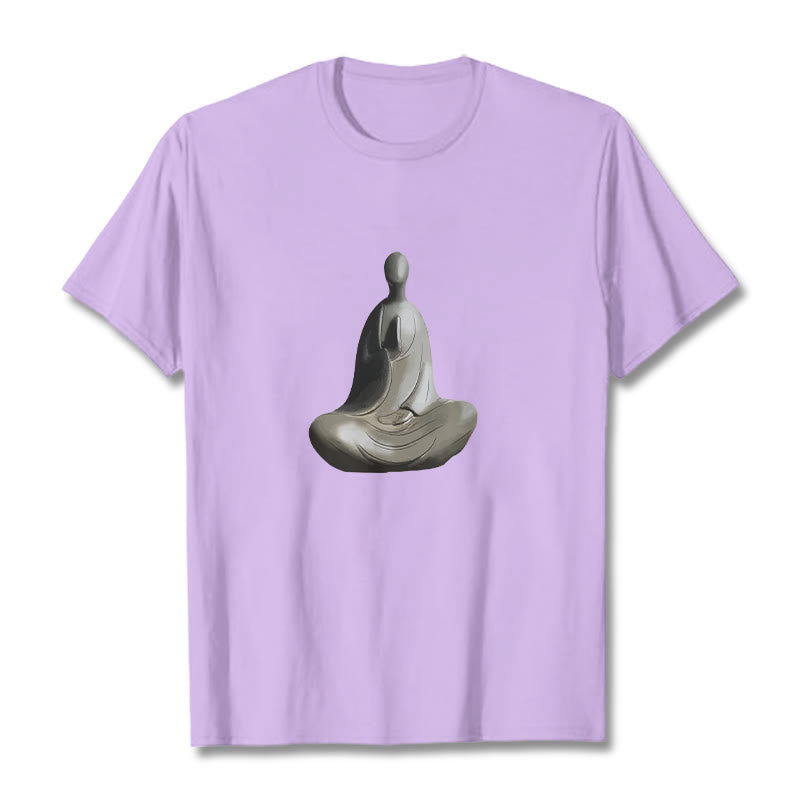 Camiseta de algodón con estampado de Buda sin forma y Buddha Stones en color gris - Ciruela - 2XL - image 17