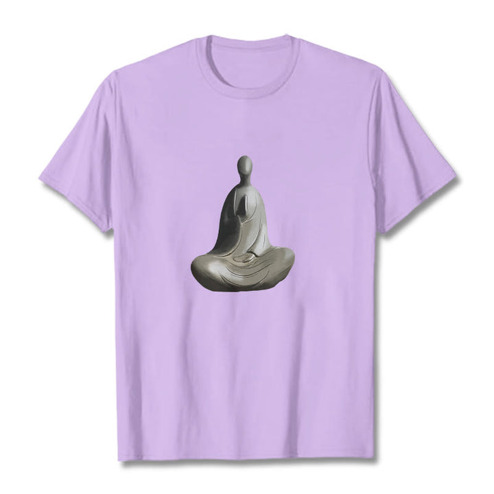 Camiseta de algodón con estampado de Buda sin forma y Buddha Stones en color gris - Ciruela - 2XL - image 17