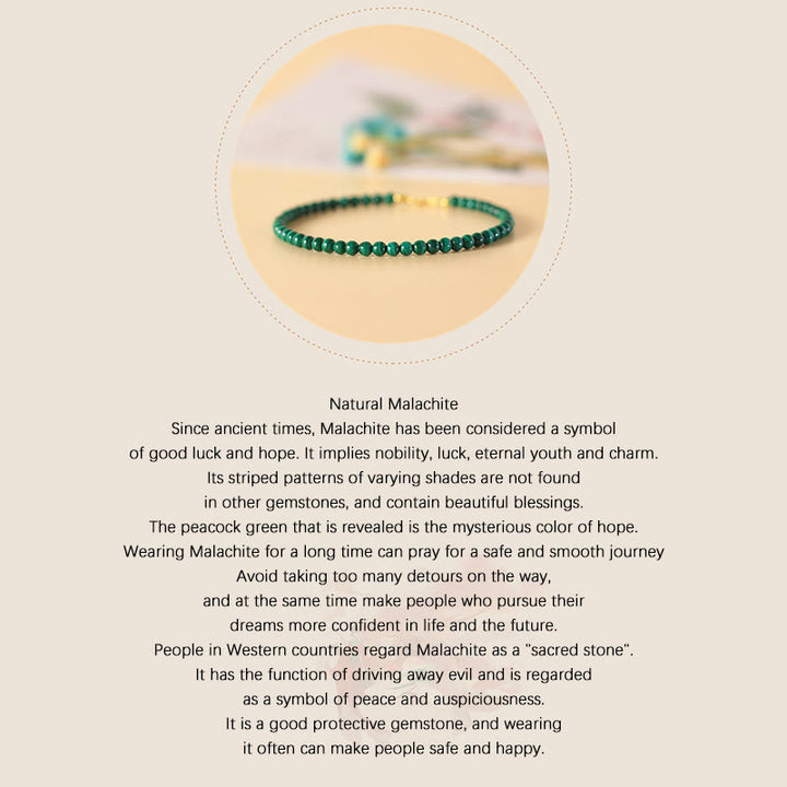 Pulsera antiansiedad de cobre bañada en oro de 14 k con cuentas de malaquita natural de 4 mm y Buddha Stones