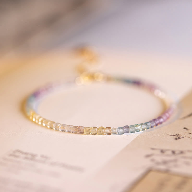 Pulsera de cobre chapada en oro de 14 k con cuentas ultrafinas de fluorita de 2,5 mm y Buddha Stones