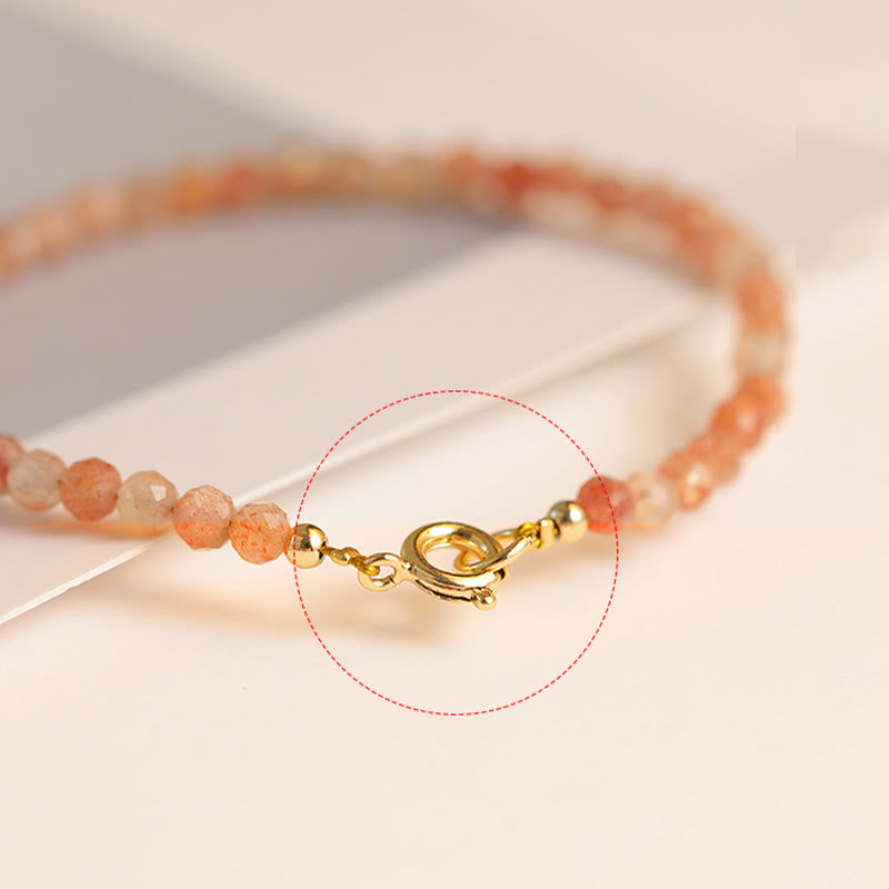 Pulsera de cobre chapada en oro de 14 k con cuentas ultrafinas de piedra solar de 3 mm y Buddha Stones
