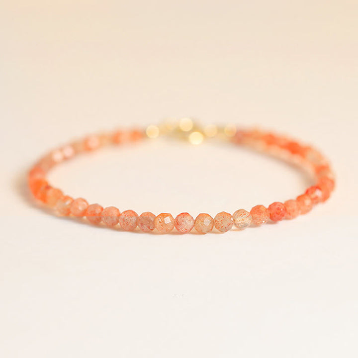 Pulsera de cobre chapada en oro de 14 k con cuentas ultrafinas de piedra solar de 3 mm y Buddha Stones