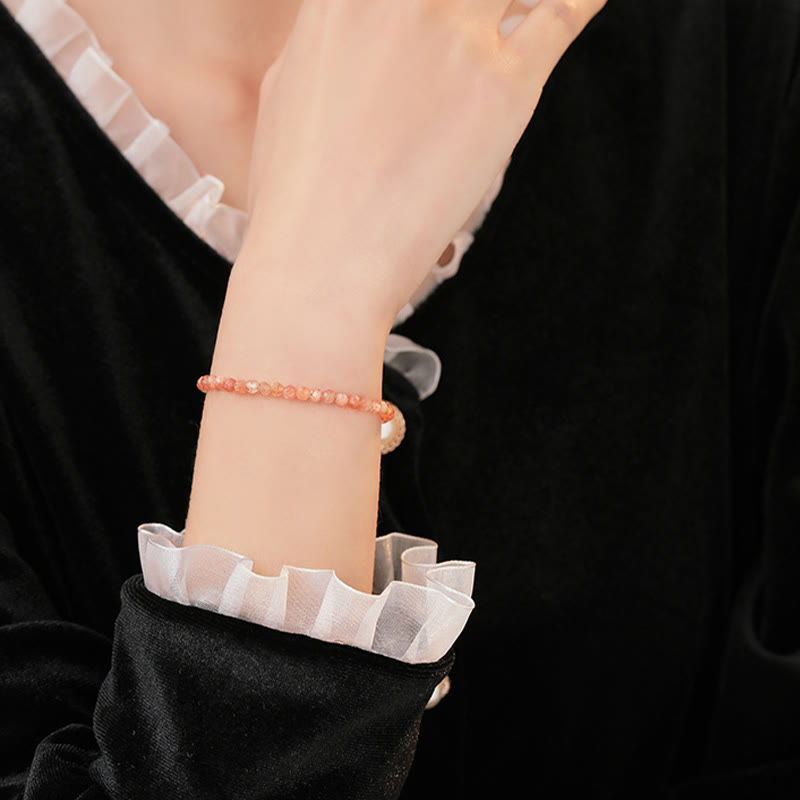 Pulsera de cobre chapada en oro de 14 k con cuentas ultrafinas de piedra solar de 3 mm y Buddha Stones