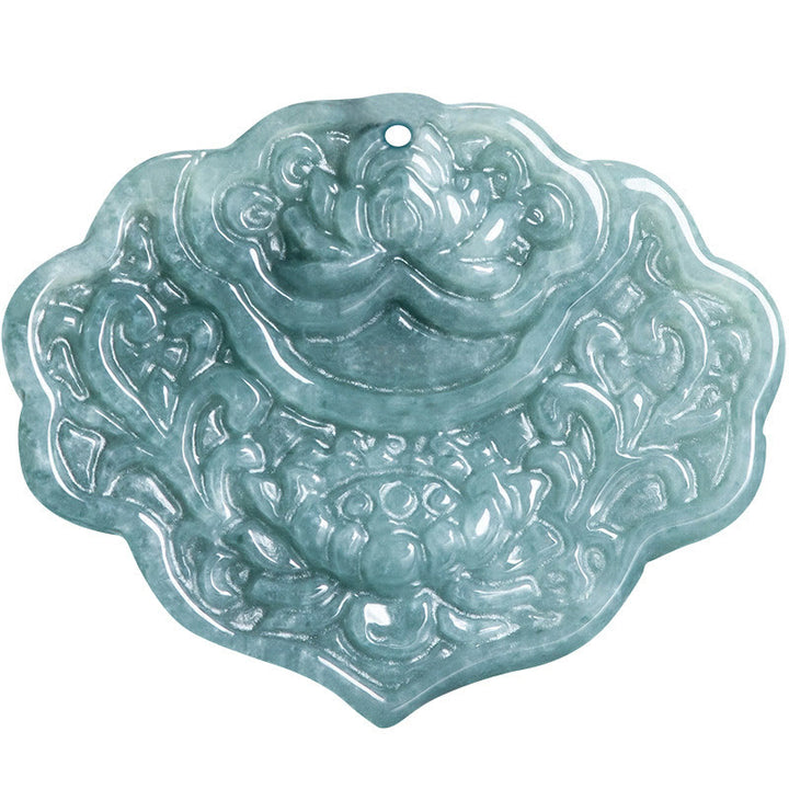 Collar con colgante de cuerda de jade tallado con diseño de loto y Buddha Stones