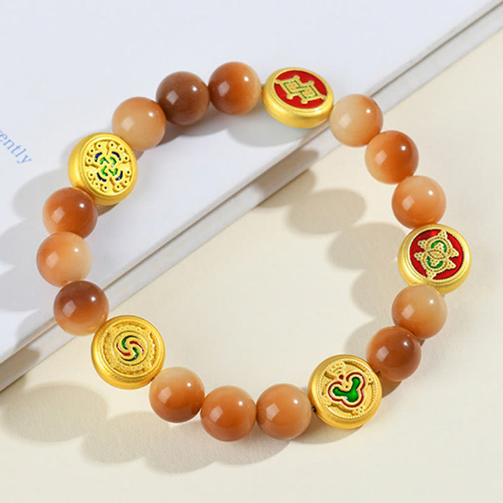 Pulsera de la sabiduría de los dioses de la riqueza y las cinco direcciones con Buddha Stones