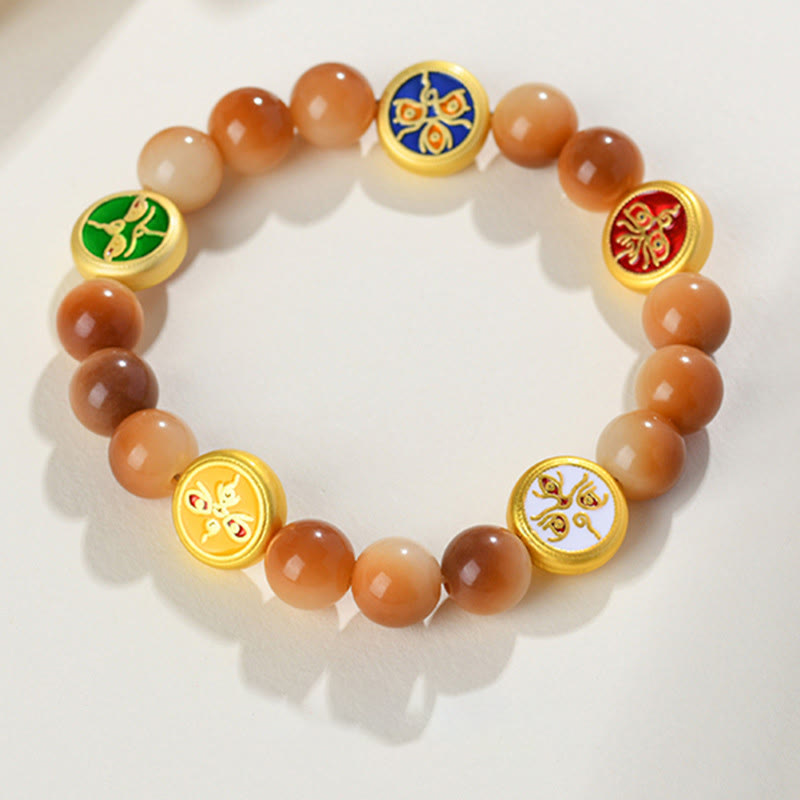 Pulsera de la sabiduría de los dioses de la riqueza y las cinco direcciones con Buddha Stones