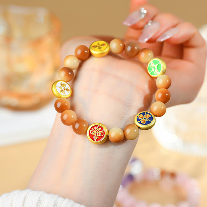 Pulsera de la sabiduría de los dioses de la riqueza y las cinco direcciones con Buddha Stones